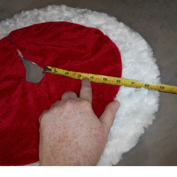 Santa's Best Mini Christmas Tree Skirt 18" Round/ 9" Radius Red & White - Picture 4 of 8